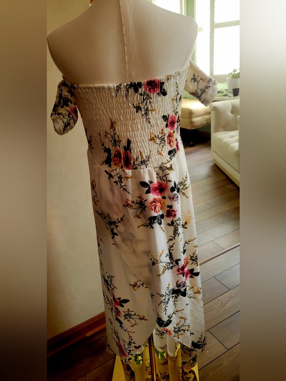 White Floral Off-Shoulder Maxi Dress